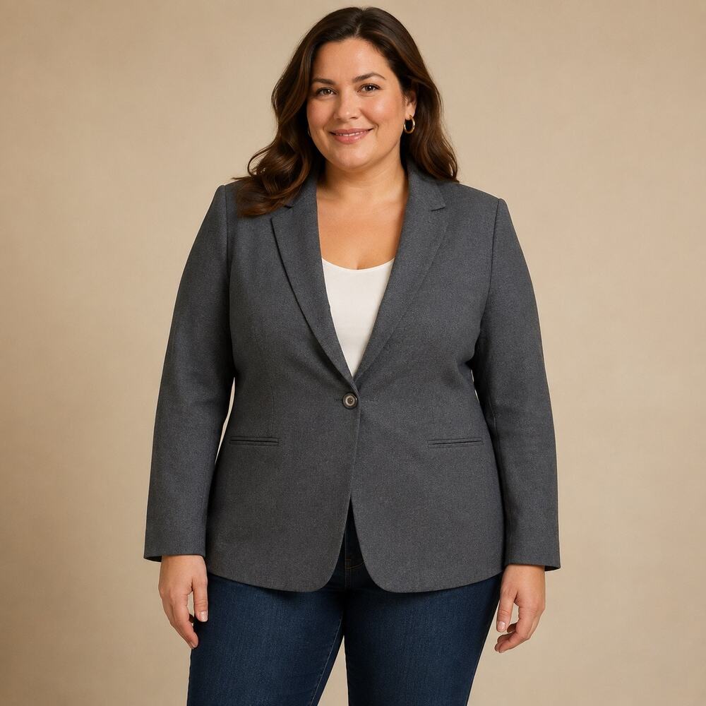 Pendleton Plus Women’s 20W Charcoal Gray Virgin Wool Blazer Single Button